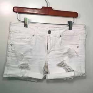 Cuffed White Jean Shorts